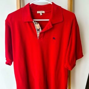 Burberry London Red Polo Short Sleeve Shirt - Men's Size XXL Good C…